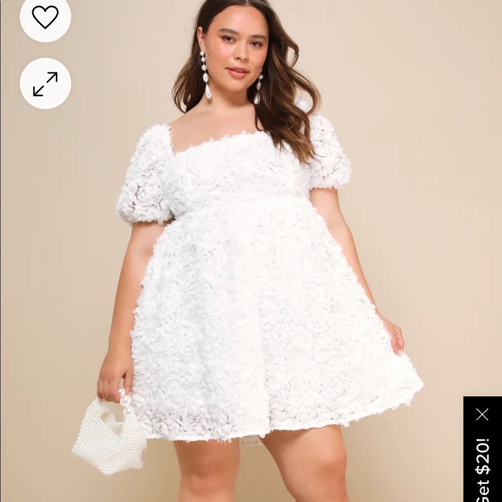 Lulus precious passion white floral baby doll dress